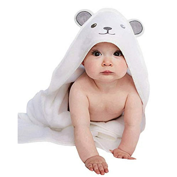 NEW BORN CUTE WHITE BABY HOODED TOWEL 100% COTTON